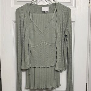 Pink Rose Light Green Knit Ensemble